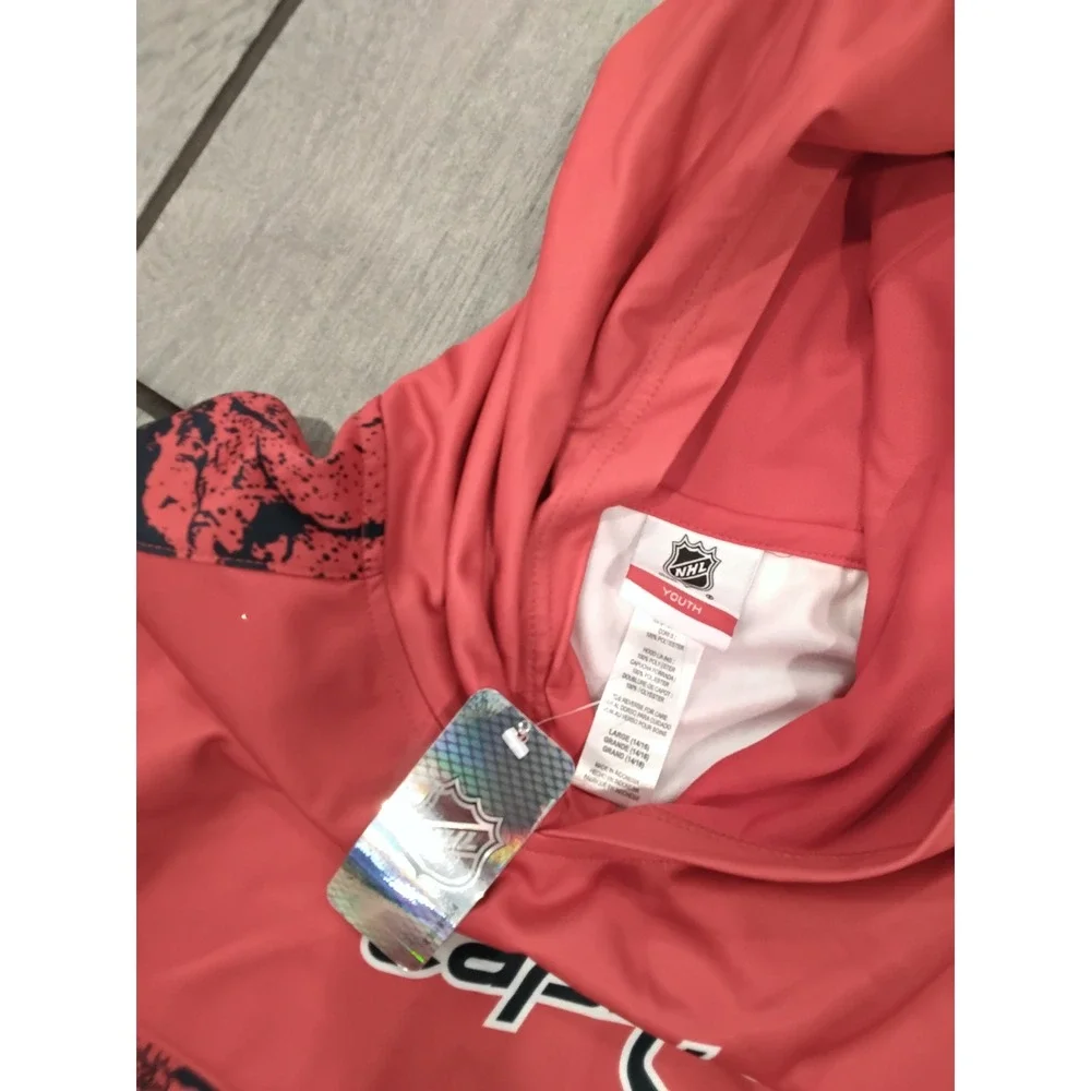 NHL Washington Capitals Youth Red Marble Print Performance Hoodie Size L 14/16